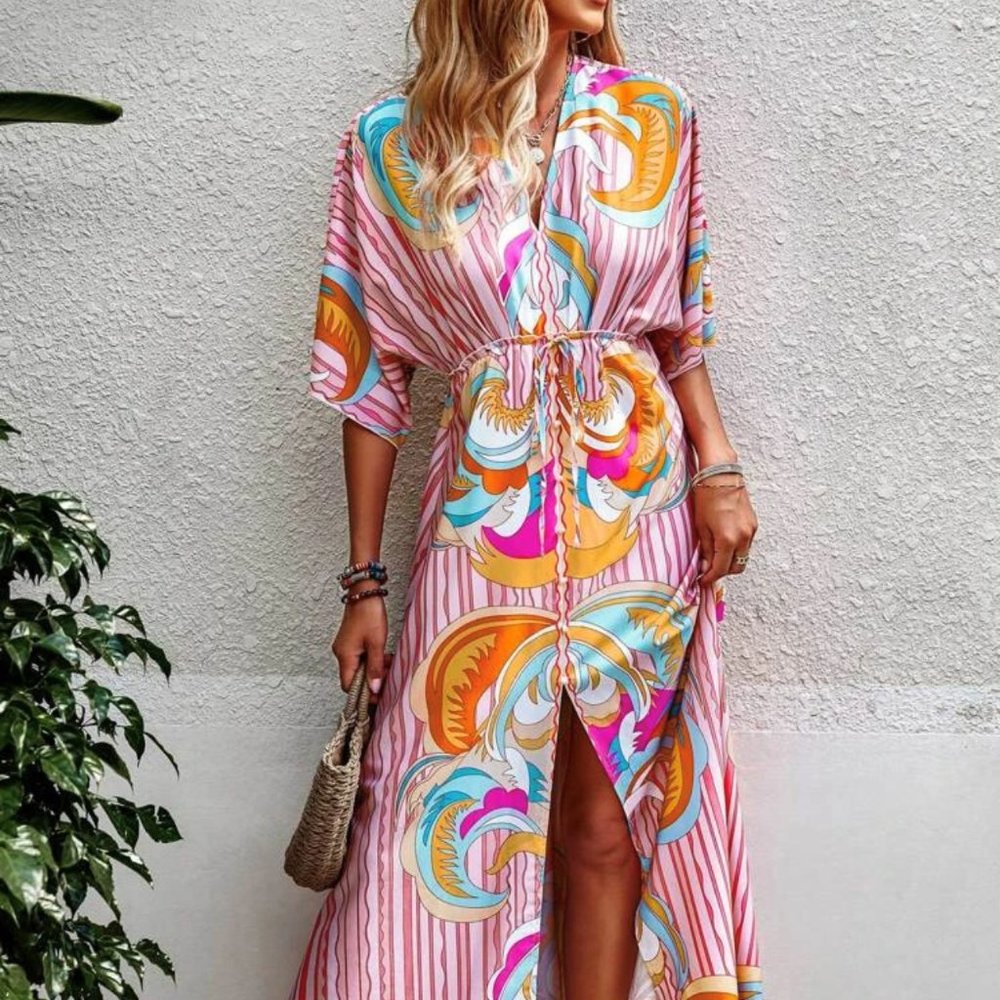 SHEIN Hot Pink Graphic Print Maxi Dress Size XL